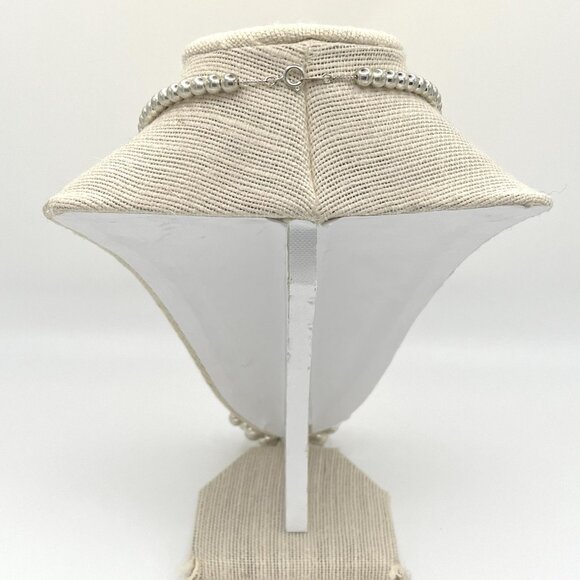 Vintage 80s Silver & Black Bead Cluster Statement Necklaces Marked Korea Costume - Picture 5 of 10